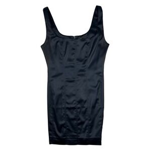 TEN by Babaton Black Satin Corset Mini Dress Square Neck Bodycon Size 6